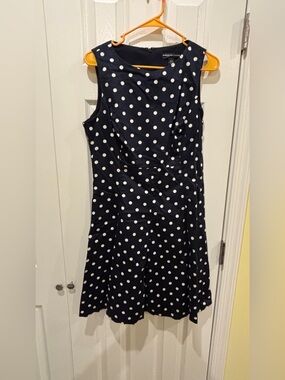 American Living Navy and White Polka Dot Dress